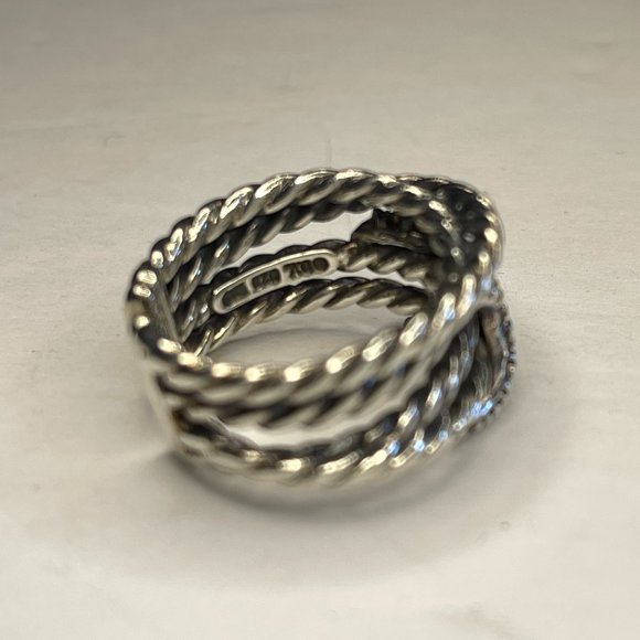 DAVID YURMAN Expandable Crossover X Silver Diamond Ring DY227 - Picture 4 of 10